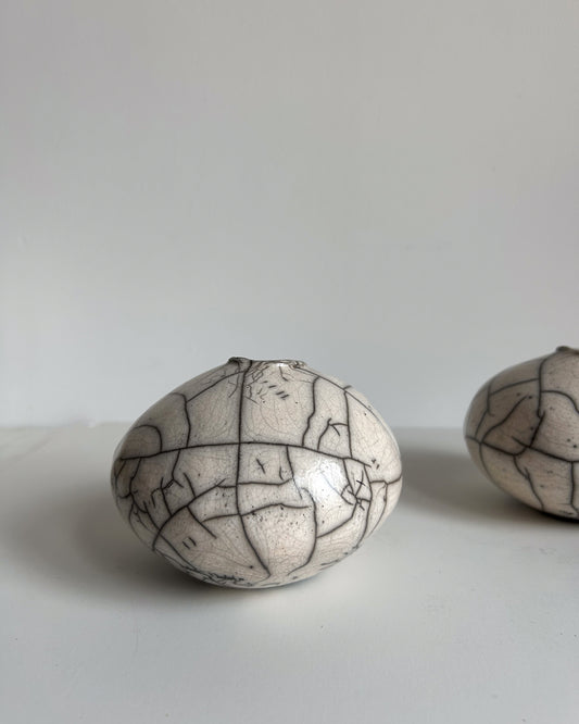 Raku-Fired Moon Bud Vase