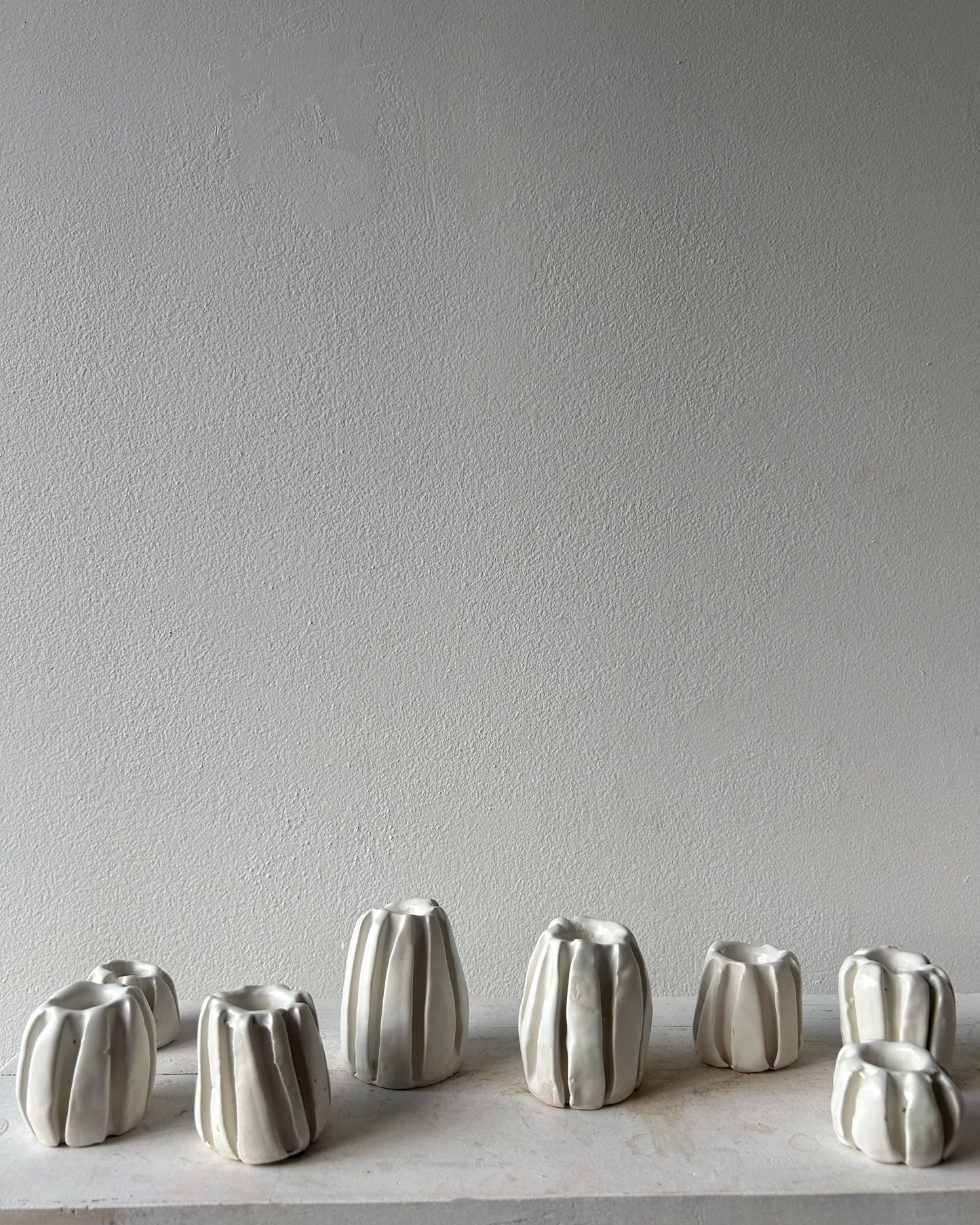 Ribbed Candleholder, White