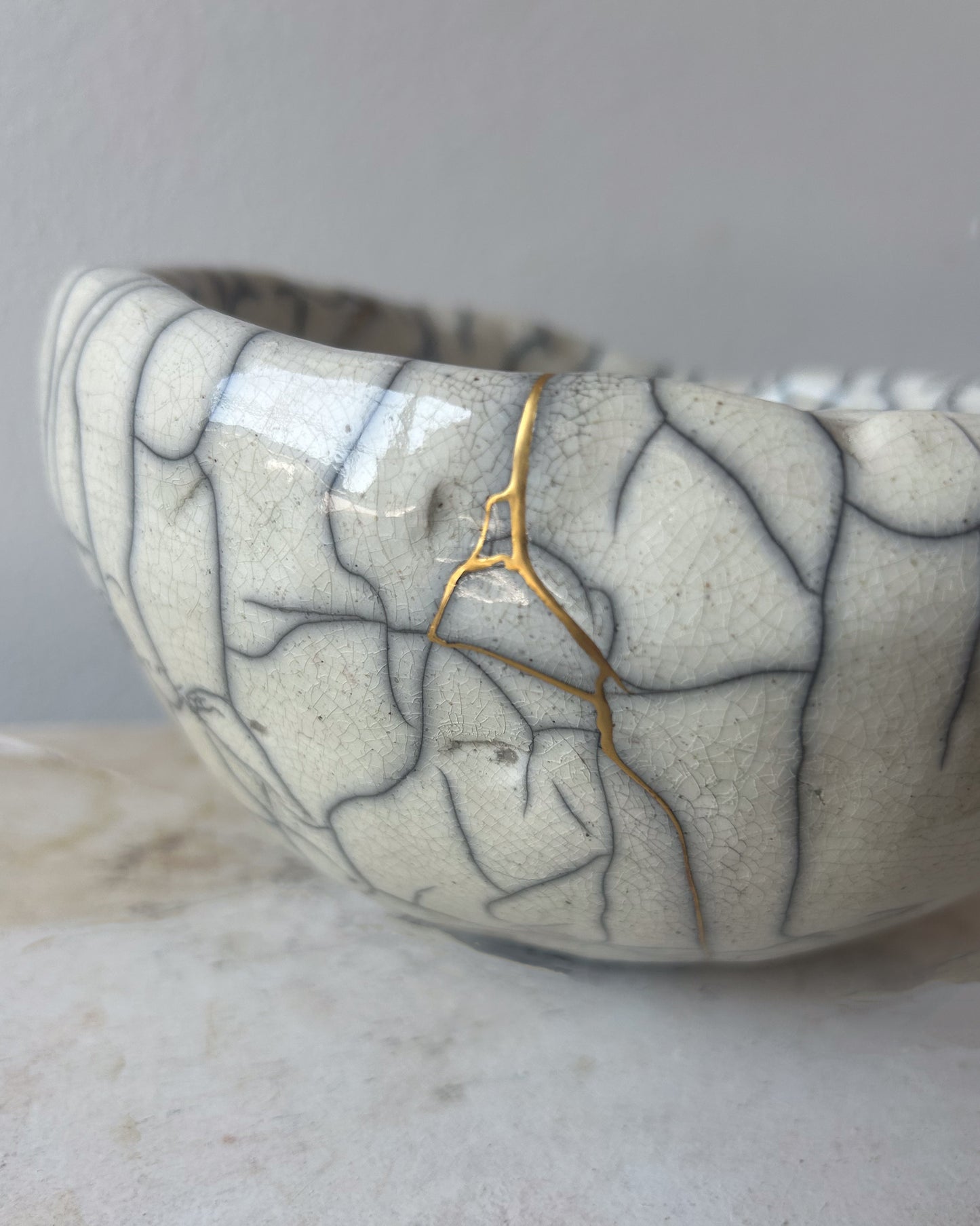Raku-fired Bowl, Kintsugi-repaired