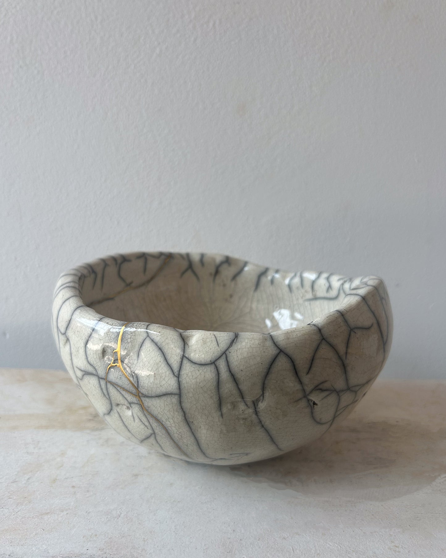 Raku-fired Bowl, Kintsugi-repaired