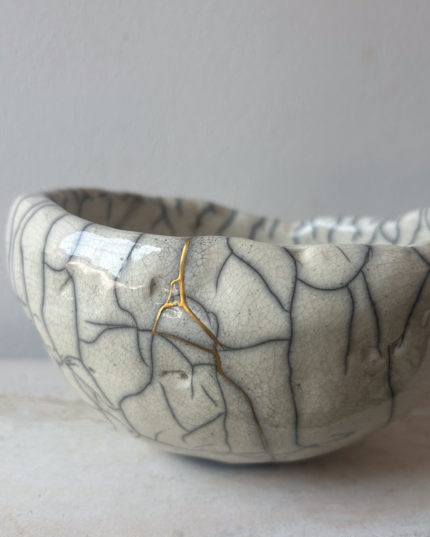 Raku-fired Bowl, Kintsugi-repaired