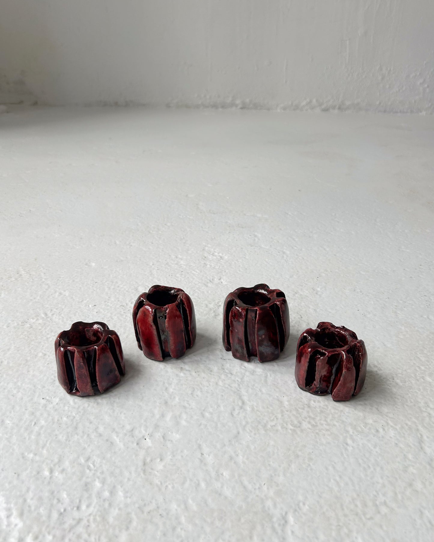 Raku-Fired Ribbed Candleholders