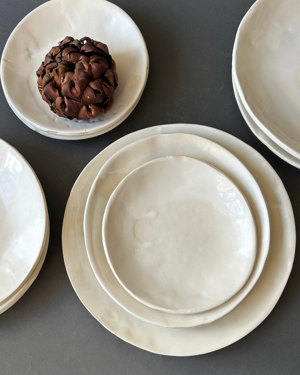 Stacks of porcelain plates