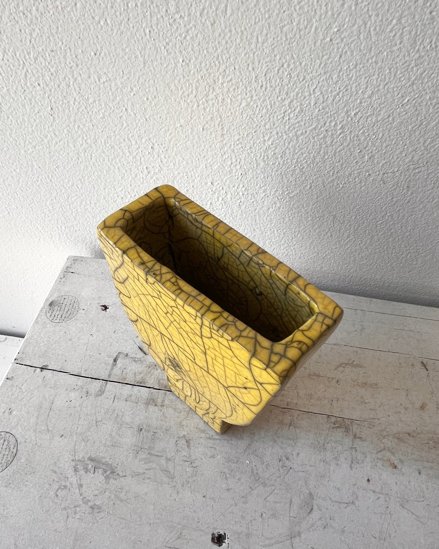 Raku-Fired Facing Vase, Yellow