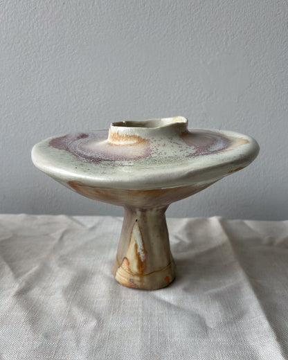 Wood-Fired Pedestal Vessel, Kintsugi-repaired