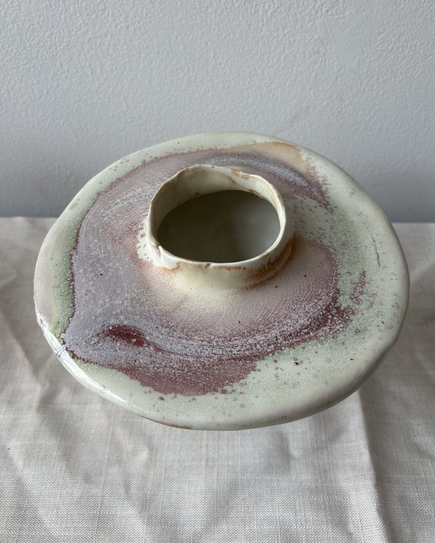 Wood-Fired Pedestal Vessel, Kintsugi-repaired