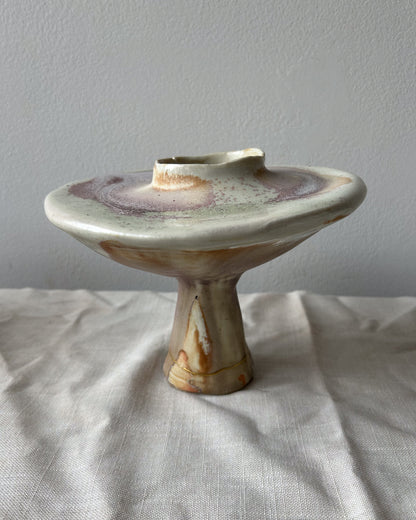 Wood-Fired Pedestal Vessel, Kintsugi-repaired