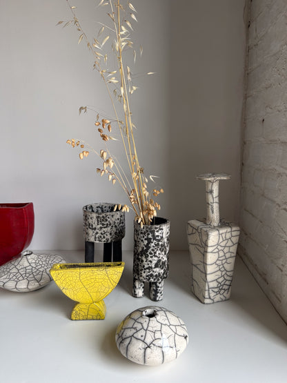 Raku-Fired Moon Bud Vase