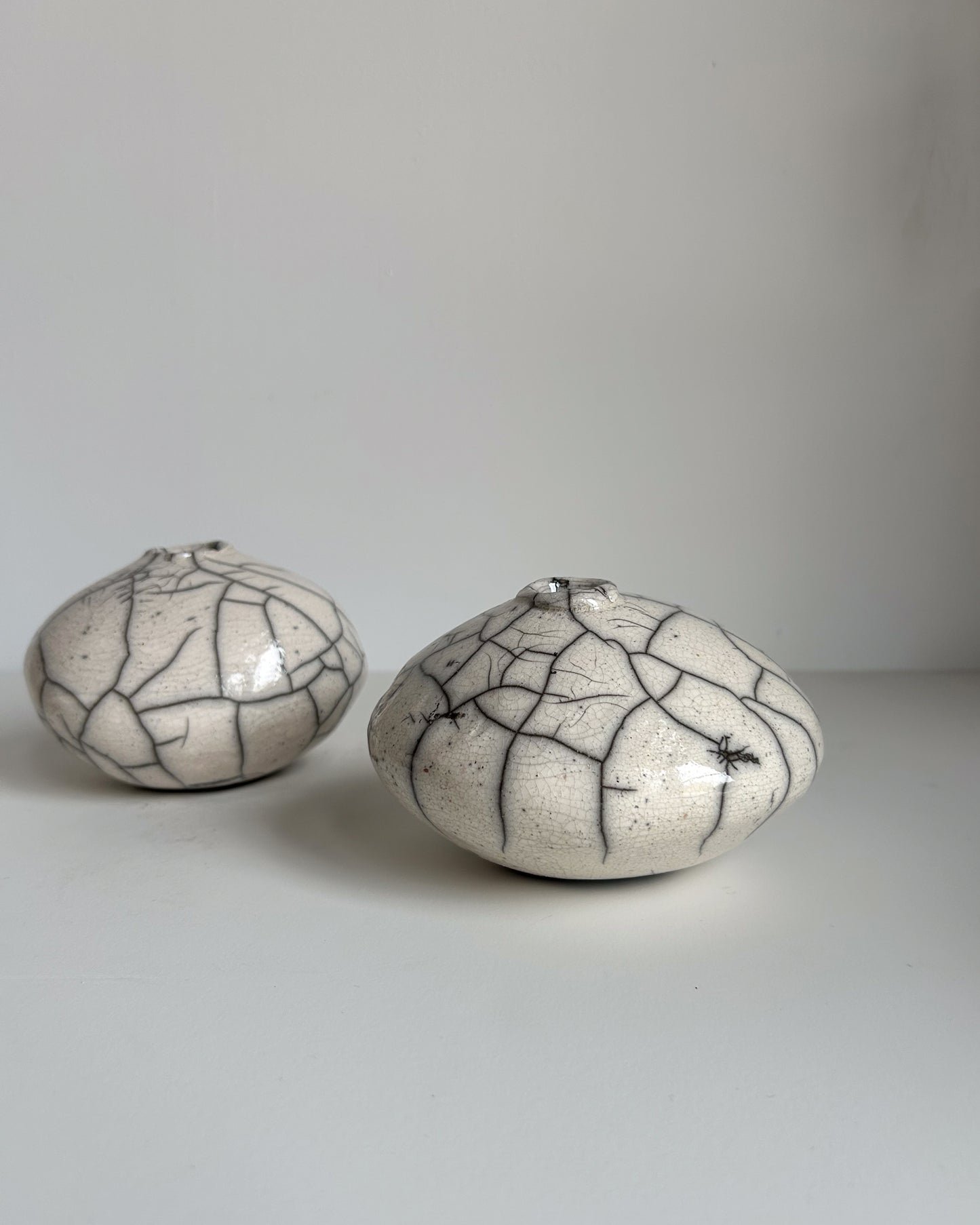 Raku-Fired Moon Bud Vase