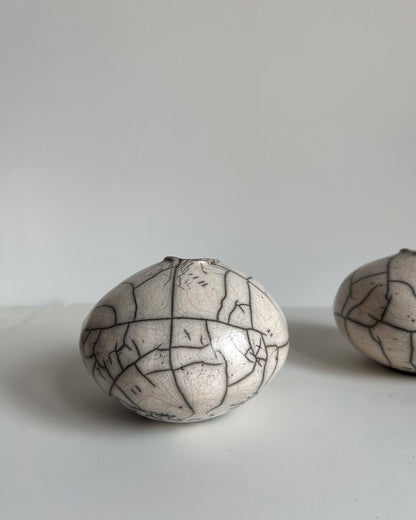 Raku-Fired Moon Bud Vase