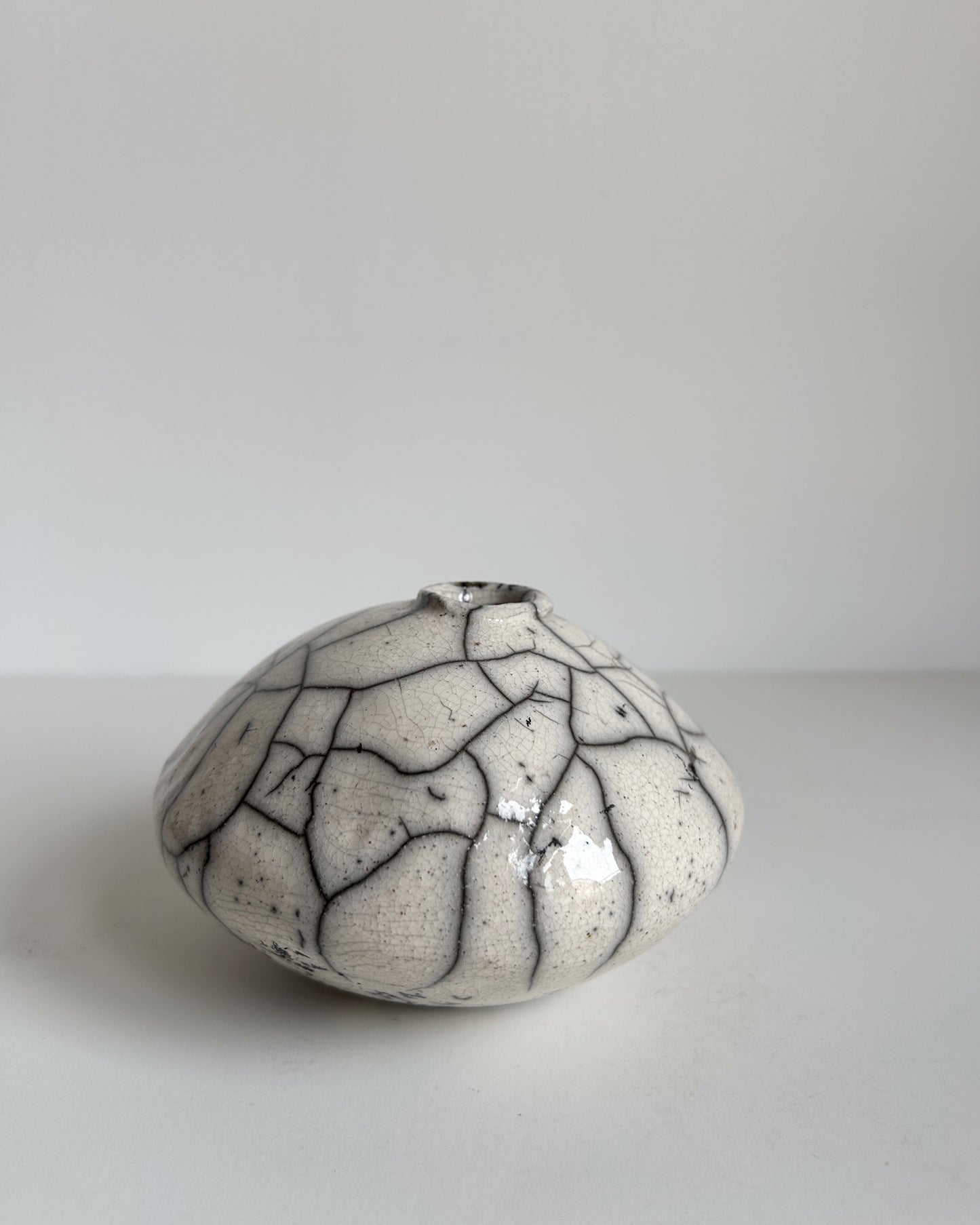 Raku-Fired Moon Bud Vase