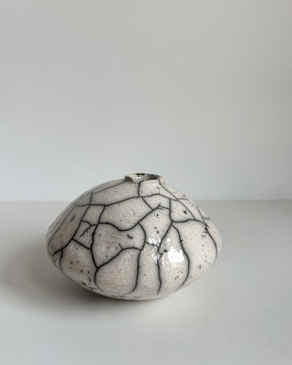 Raku-Fired Moon Bud Vase