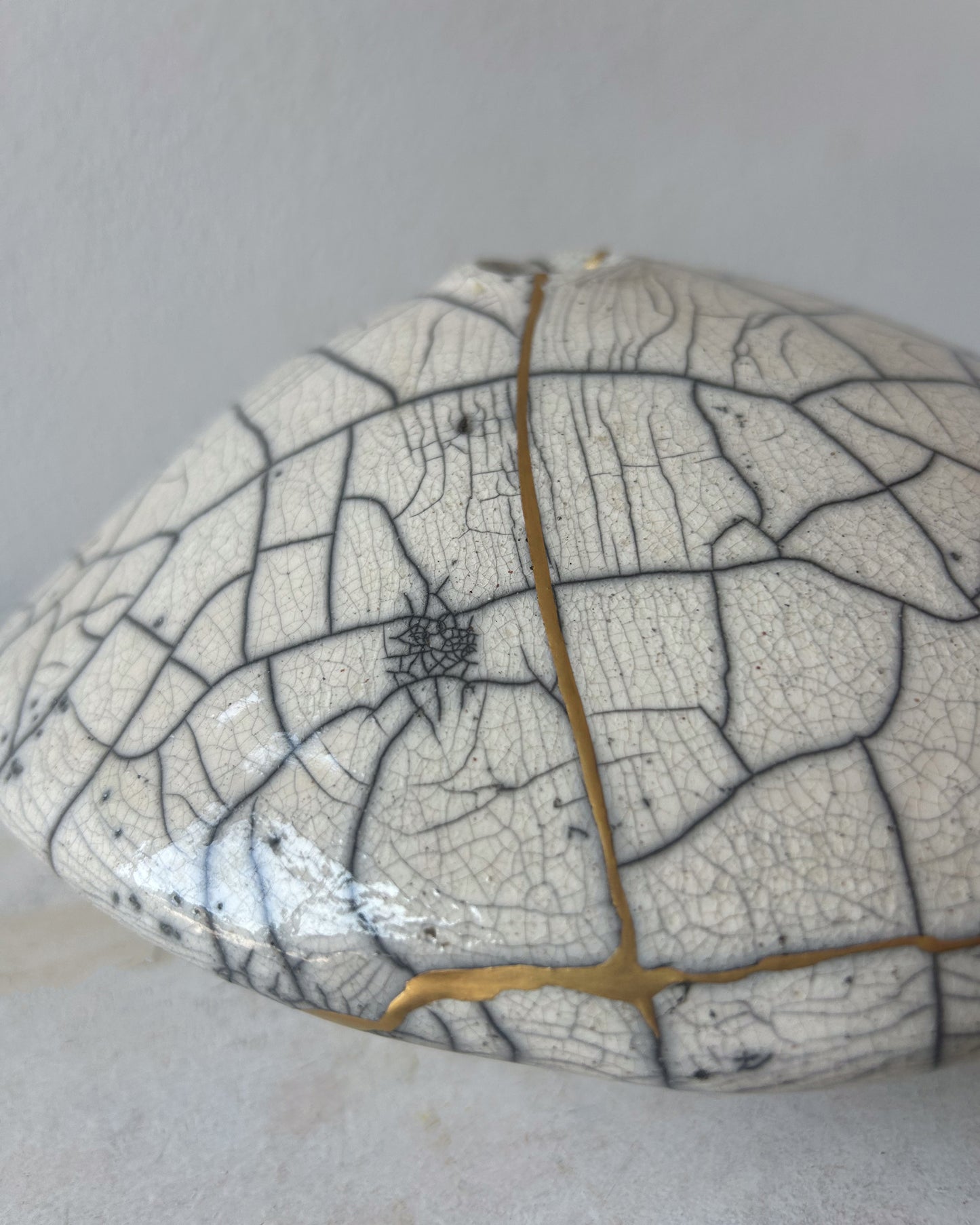 Raku-fired Ikebana Vase, Kintsugi-repaired