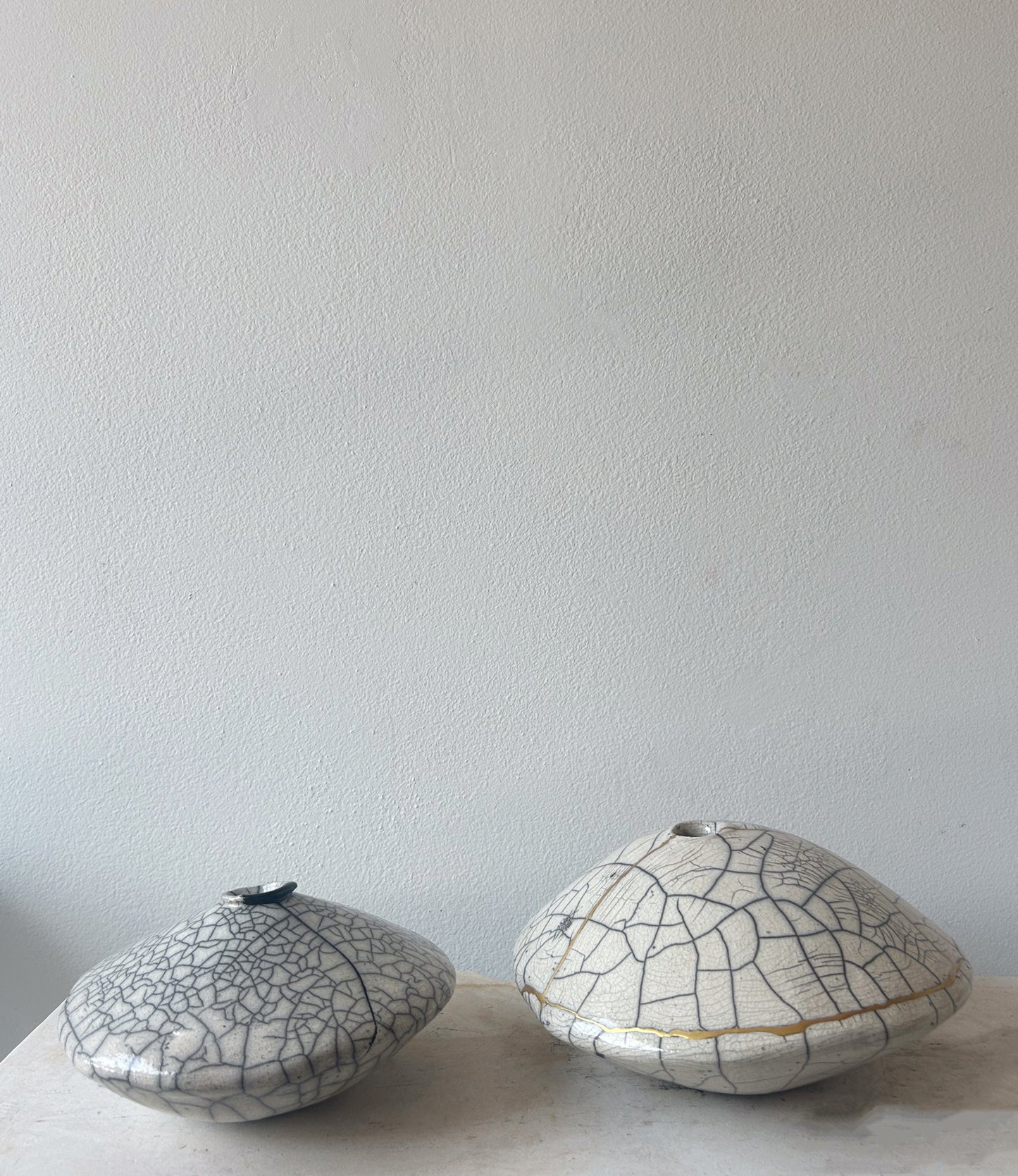 Raku-fired Ikebana Vase, Kintsugi-repaired