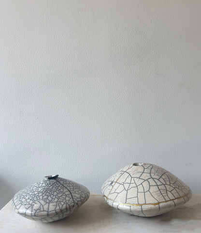 Raku-fired Ikebana Vase, Kintsugi-repaired
