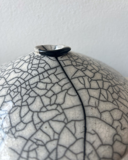 Raku-fired Ikebana Vase, Kintsugi-repaired