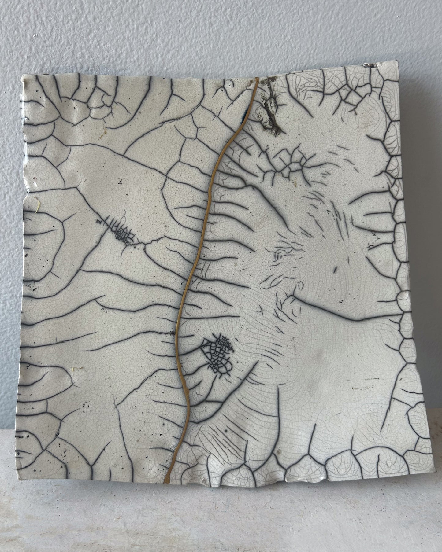 Raku-fired Plate, Kintsugi-repaired