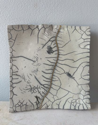 Raku-fired Plate, Kintsugi-repaired