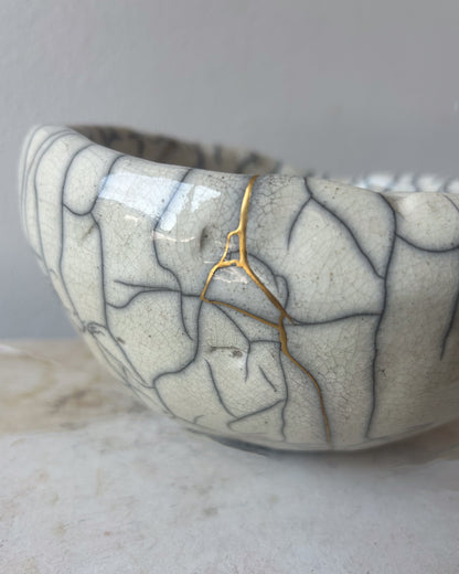 Raku-fired Bowl, Kintsugi-repaired