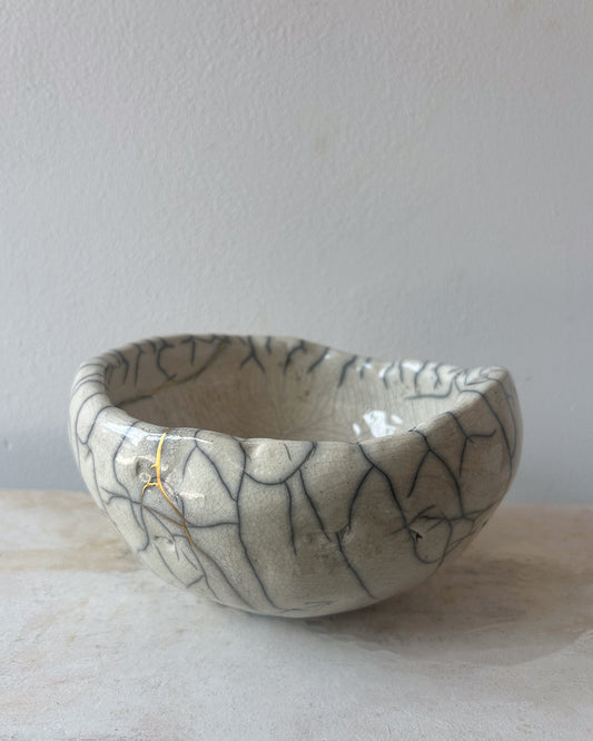 Raku-fired Bowl, Kintsugi-repaired