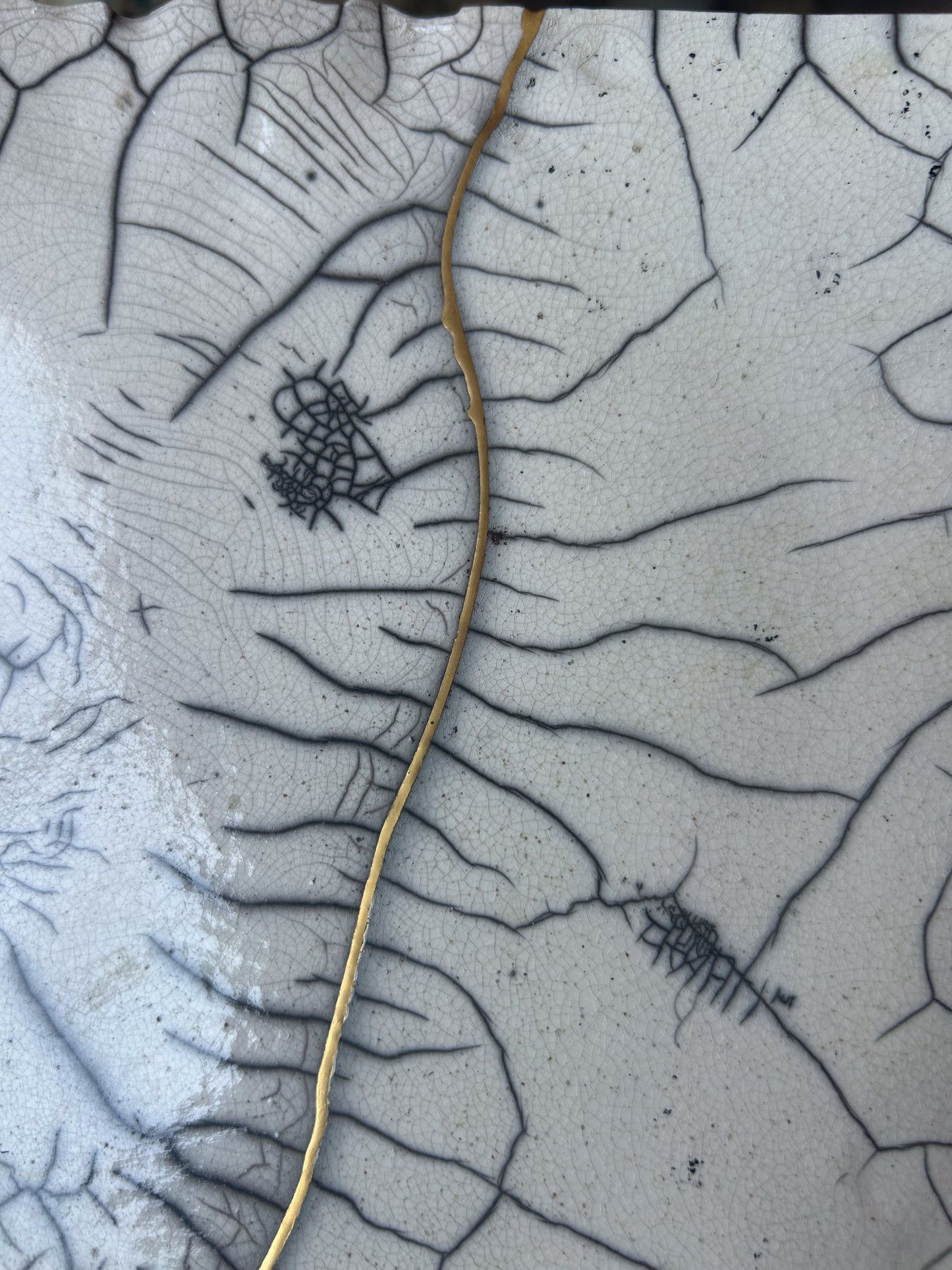 Raku-fired Plate, Kintsugi-repaired