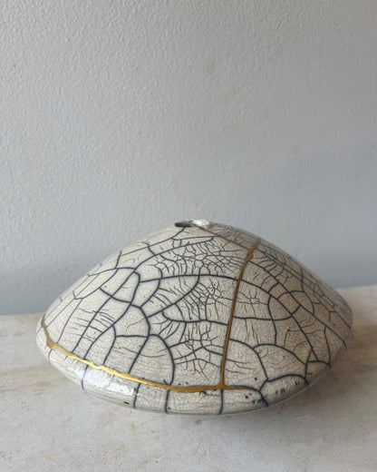 Raku-fired Ikebana Vase, Kintsugi-repaired