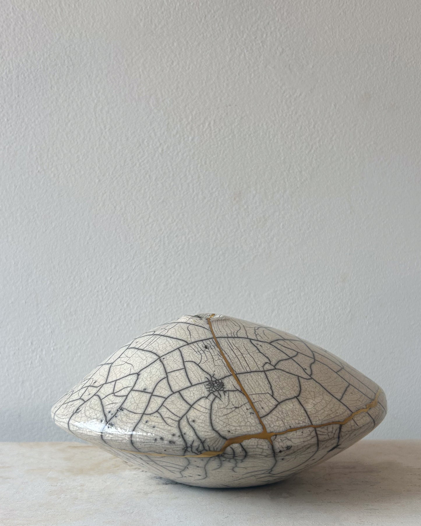 Raku-fired Ikebana Vase, Kintsugi-repaired
