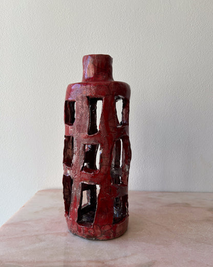 Raku-Fired Bottle Vase No. 3