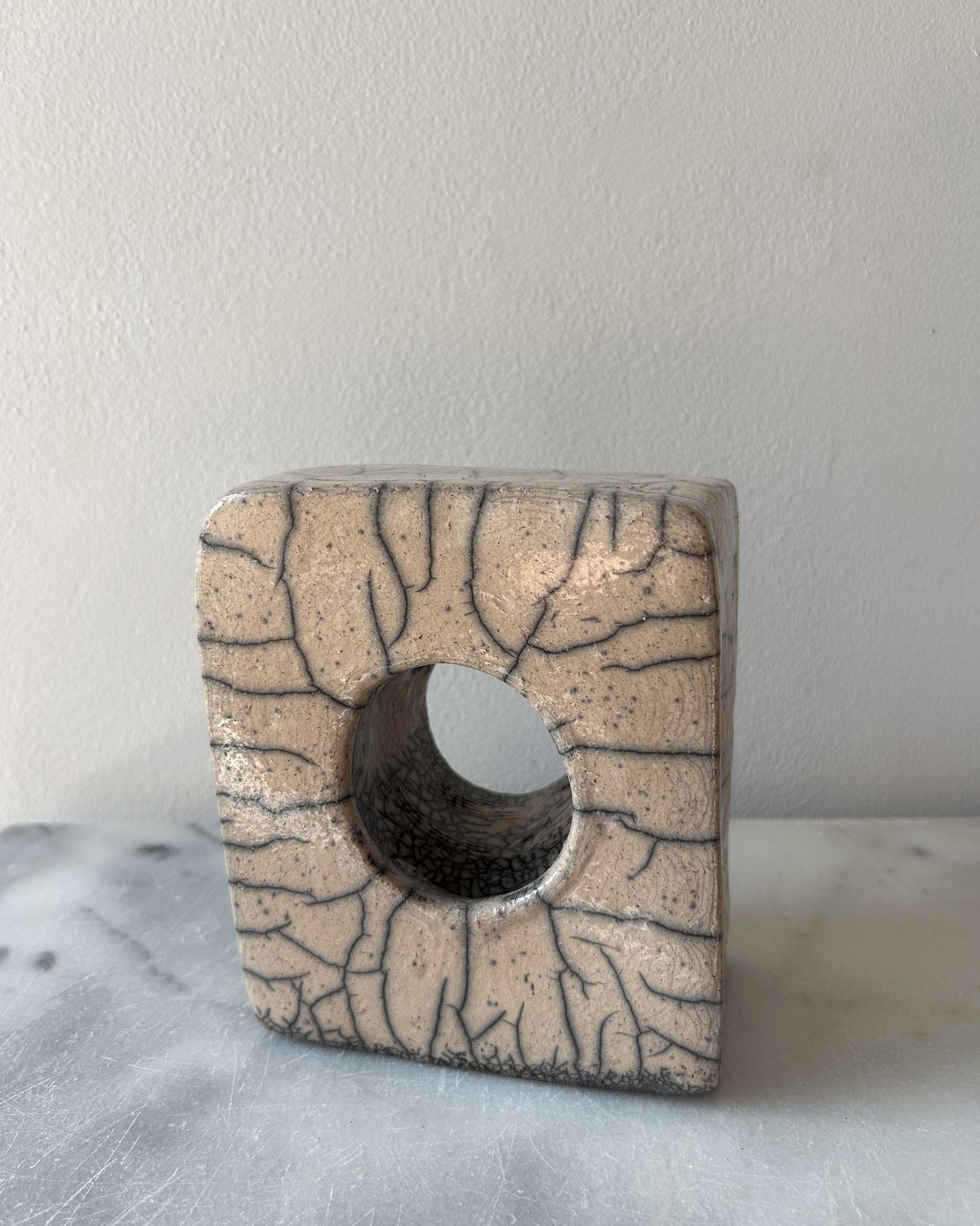 Raku-Fired Geometry, No 3