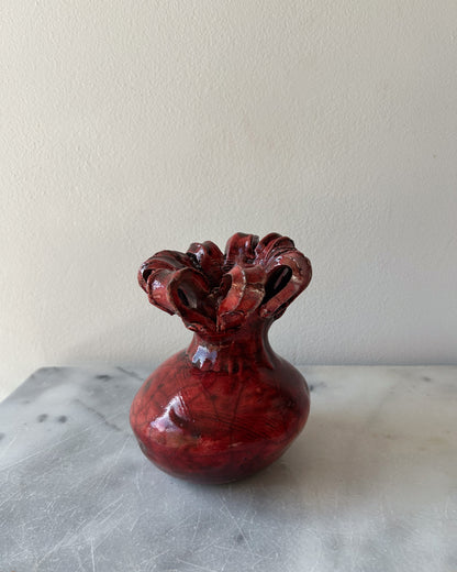 Raku-Fired Ribbon Vase