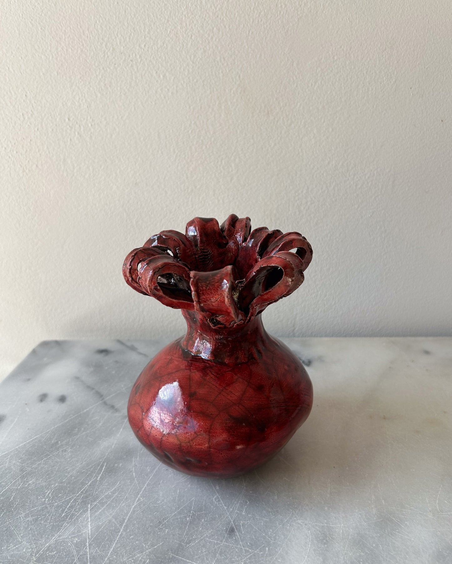 Raku-Fired Ribbon Vase