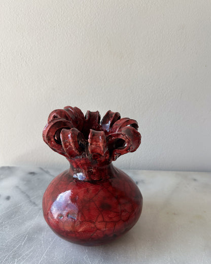 Raku-Fired Ribbon Vase