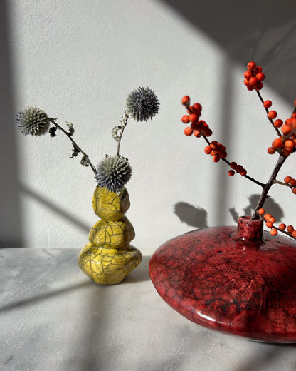 Raku-Fired Stack Bud Vase