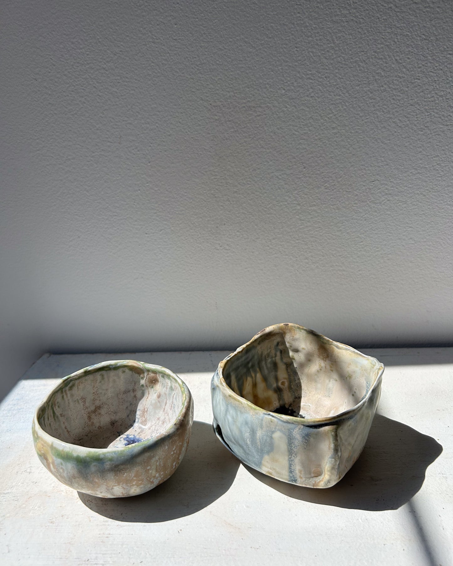 Soda-Fired Pinched Cups, Blues