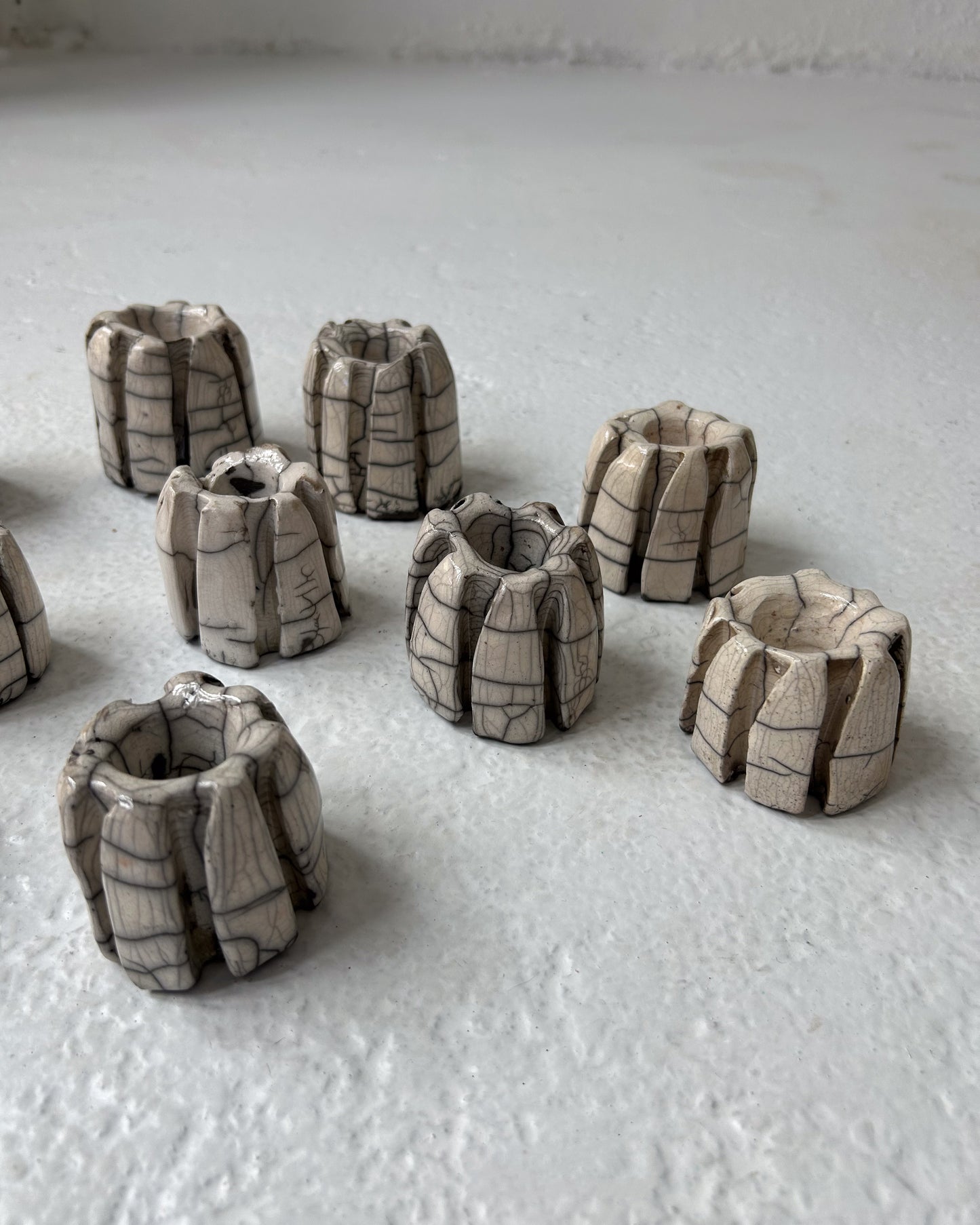 Raku-Fired Ribbed Candleholders