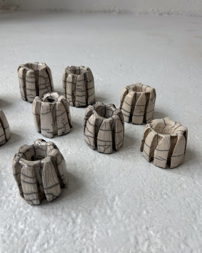 Raku-Fired Ribbed Candleholders