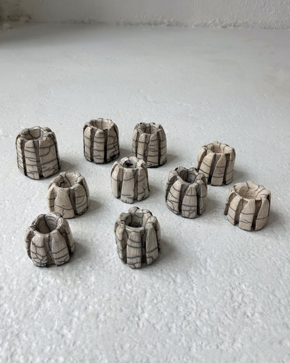 Raku-Fired Ribbed Candleholders