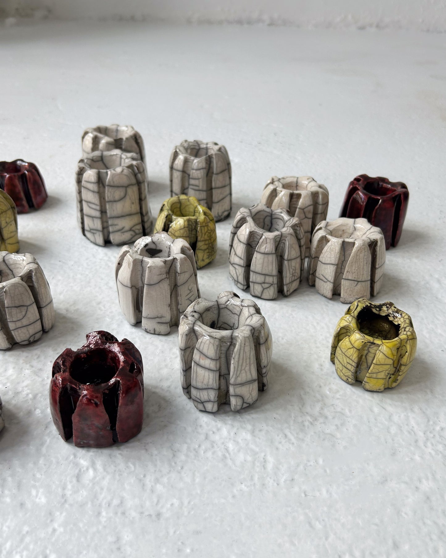 Raku-Fired Ribbed Candleholders
