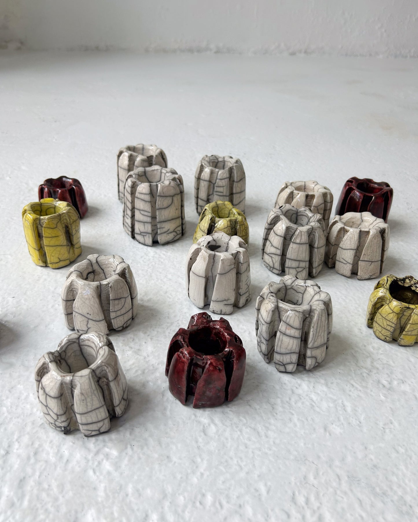 Raku-Fired Ribbed Candleholders
