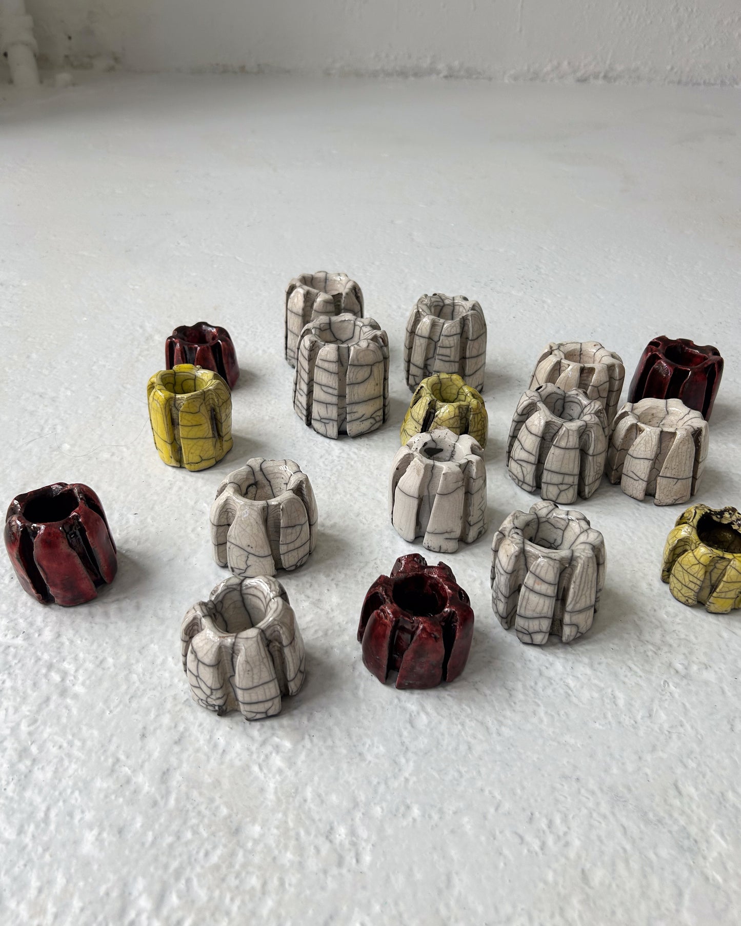 Raku-Fired Ribbed Candleholders