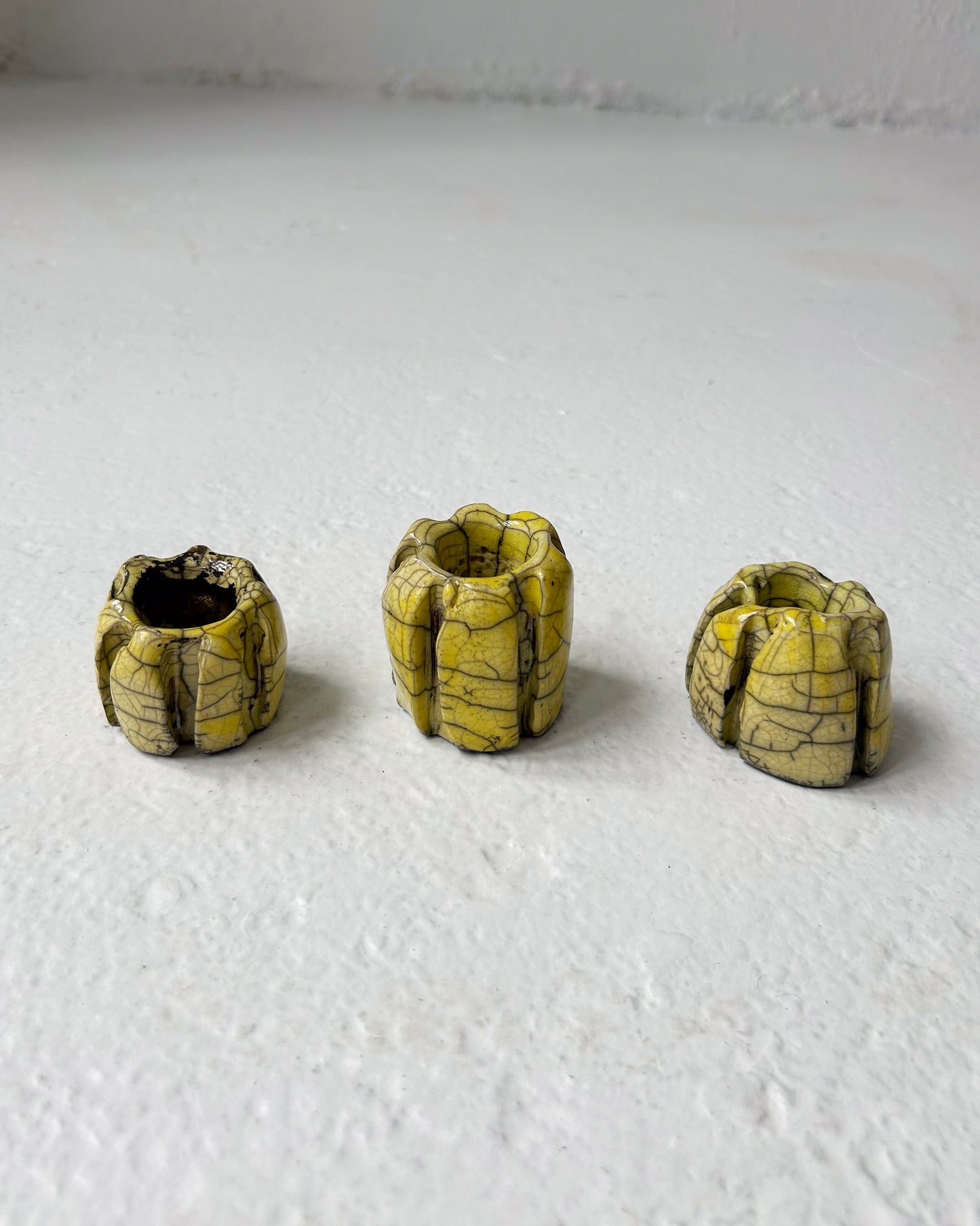Raku-Fired Ribbed Candleholders