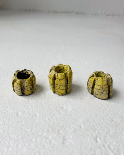 Raku-Fired Ribbed Candleholders