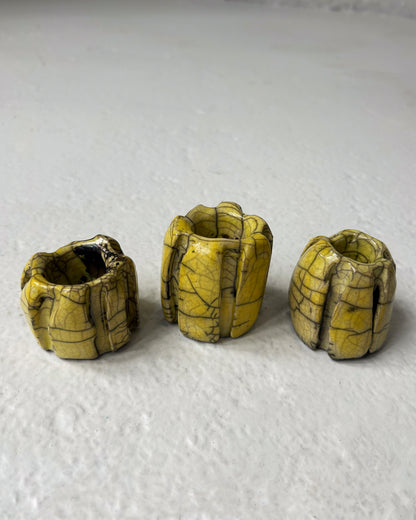 Raku-Fired Ribbed Candleholders