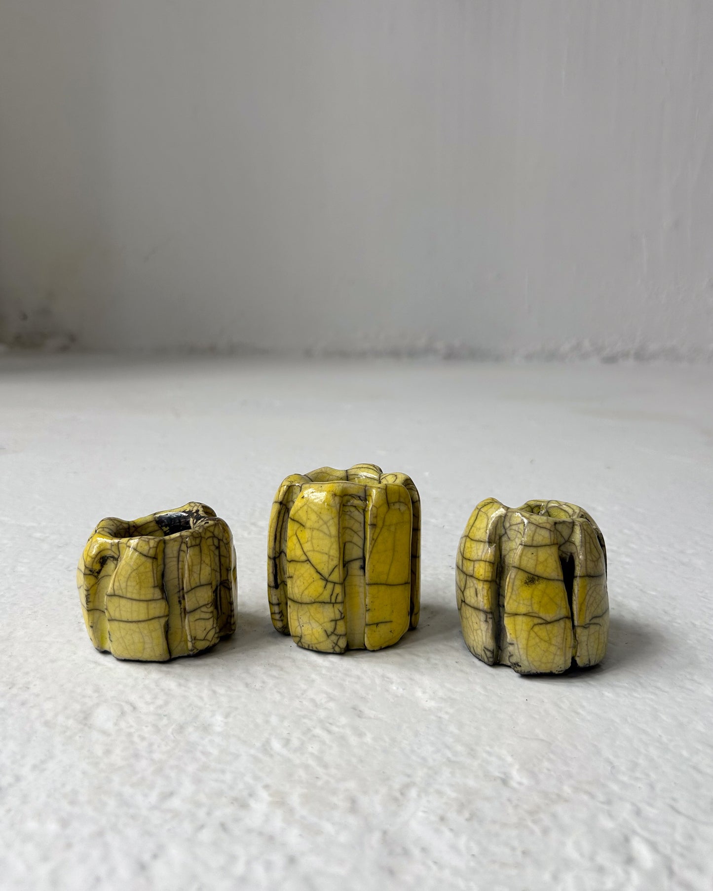 Raku-Fired Ribbed Candleholders