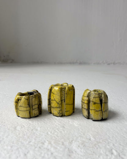 Raku-Fired Ribbed Candleholders