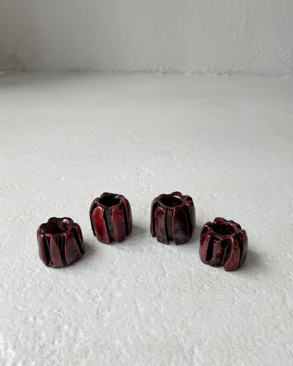Raku-Fired Ribbed Candleholders