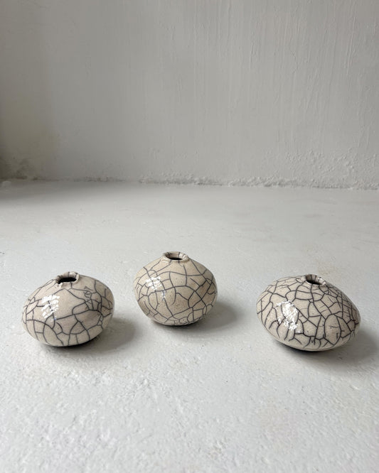 Raku-Fired Moon Bud Vase