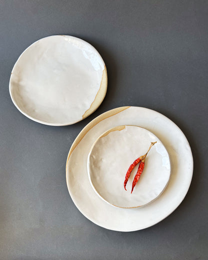 Moon Plate, White on Sand