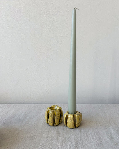 Raku-Fired Ribbed Candleholders