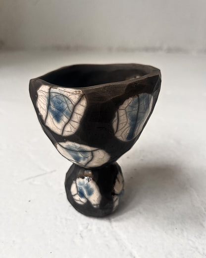 Raku-Fired Candy Bowl, Blue #1